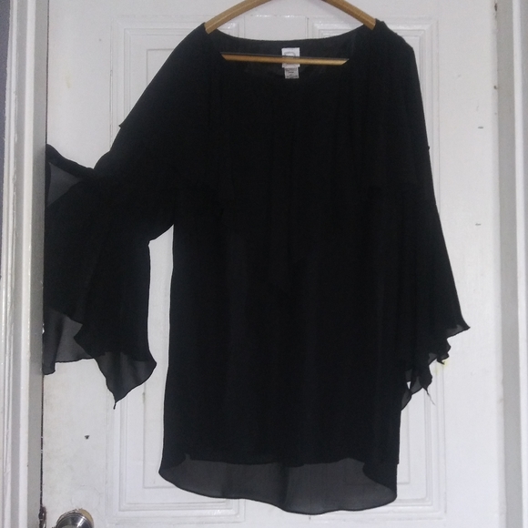 Roaman's Tops - COPY - Roaman's V-Ruffle Chiffon Blouse